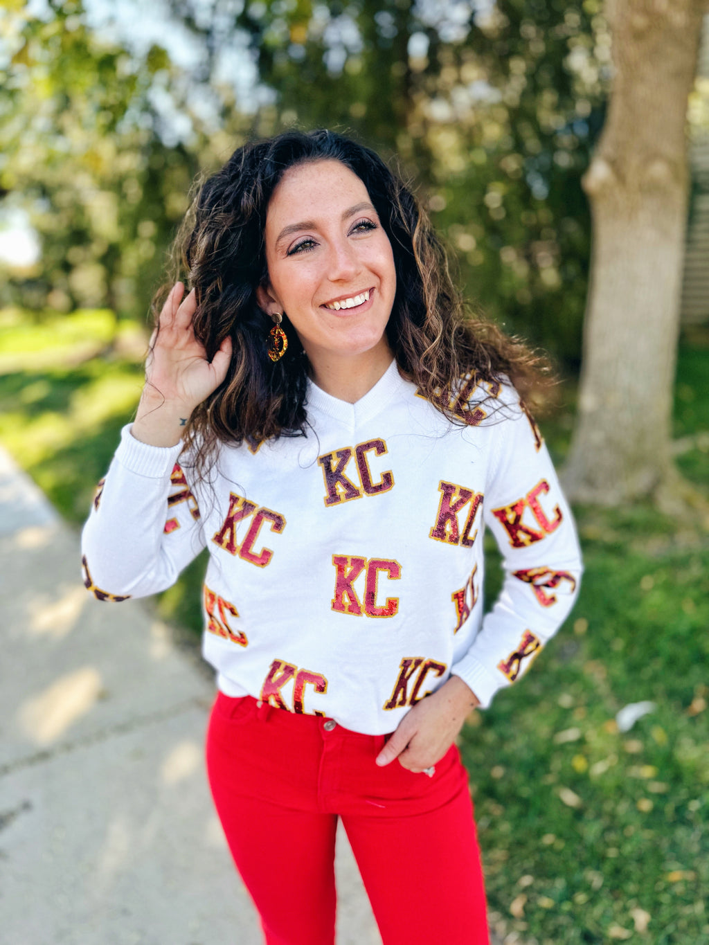 Queen of Sparkles x Amelia's Boutique KC Scatter Long Sleeve Sweater