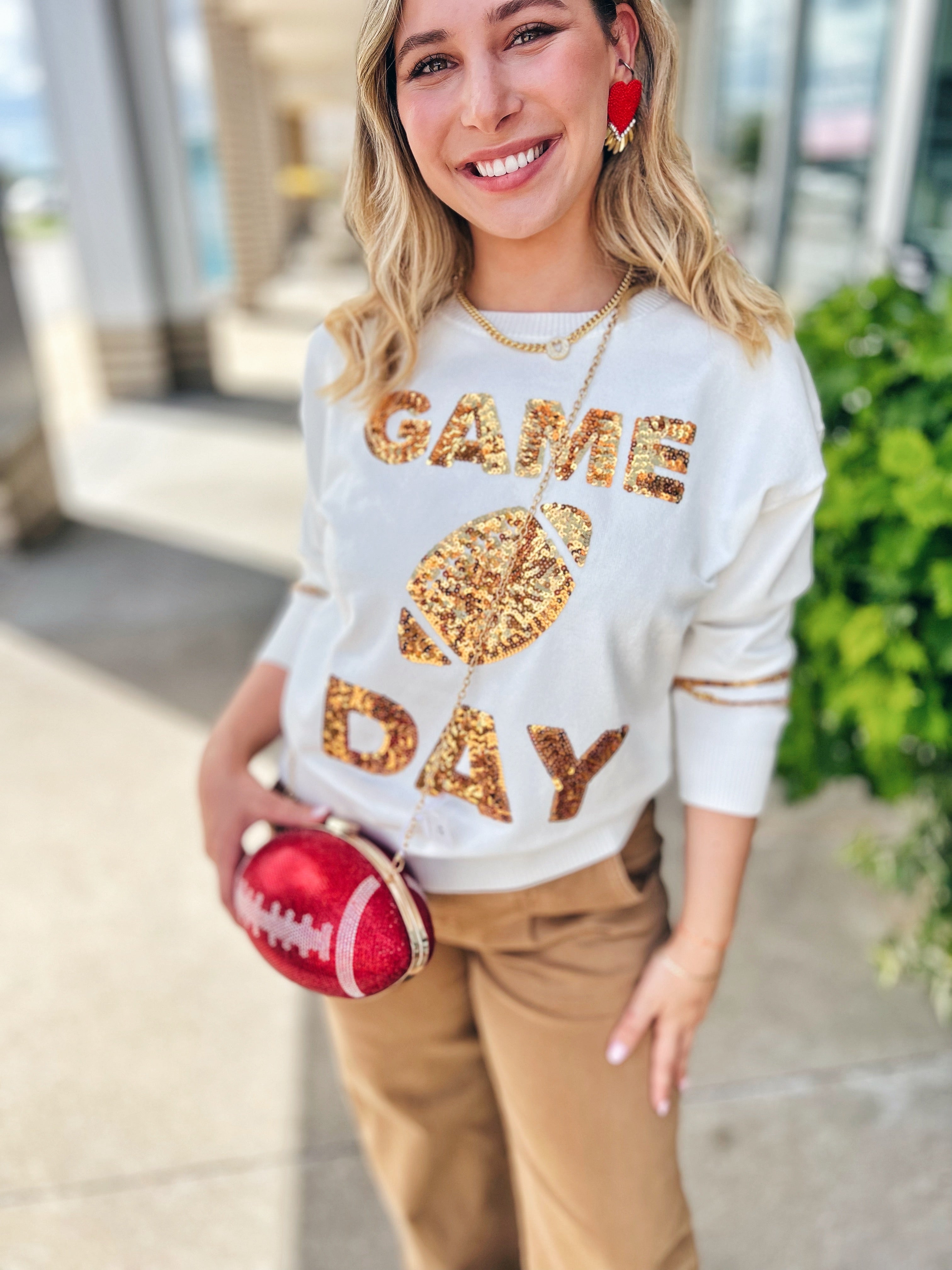 KC Football Earring with Gold Sparkle KC – Amelia's Boutique