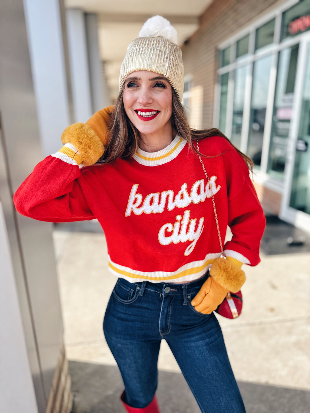 Fuzzy Letters Kansas City Sweater