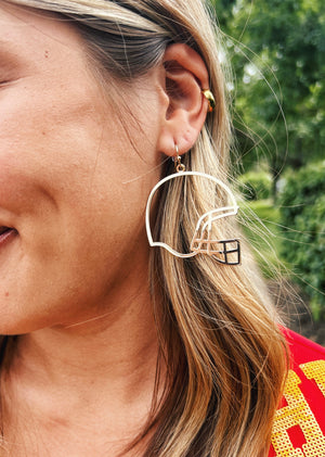 Gold Helmet Outline Earrings