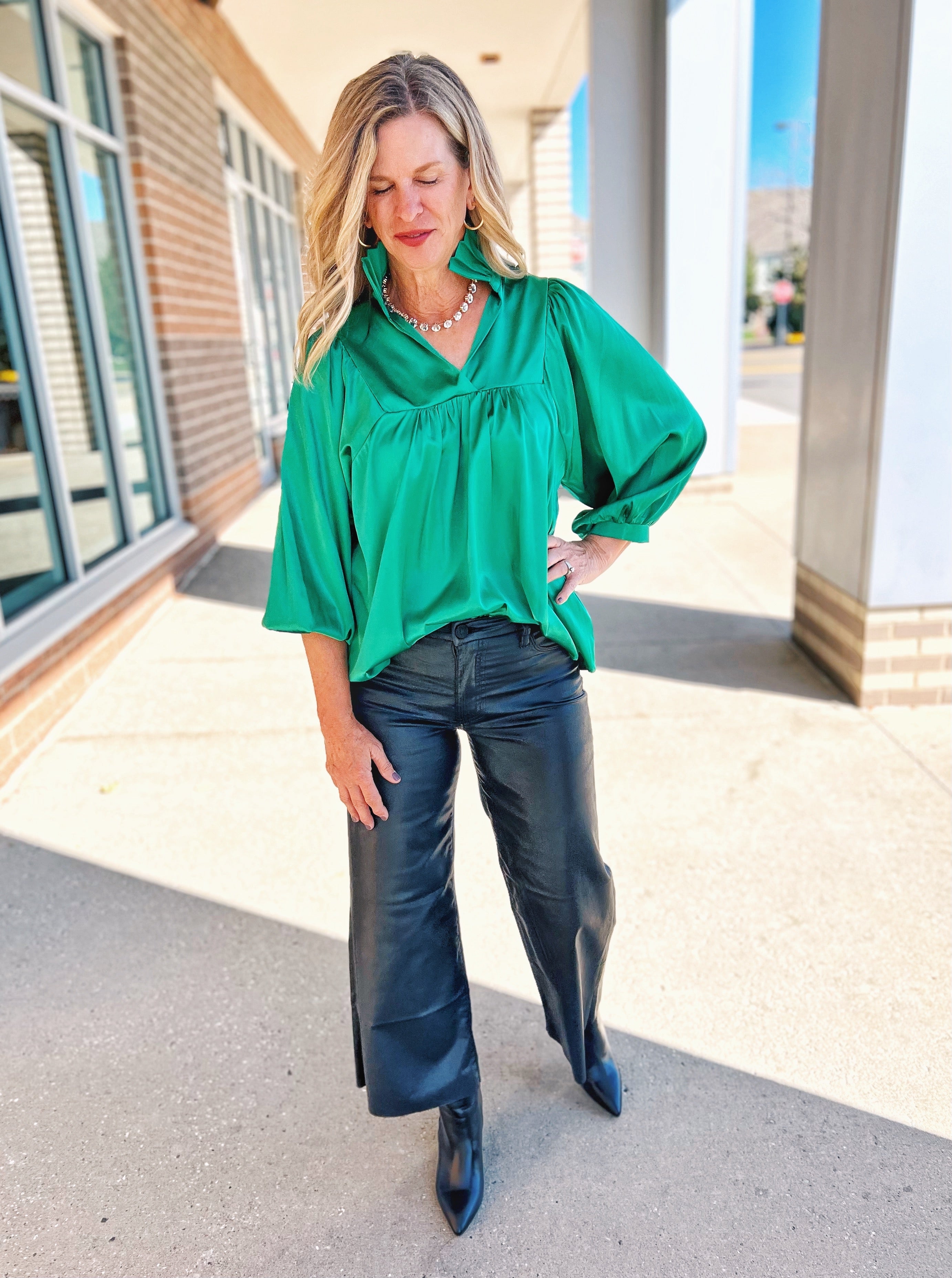 Emerald green hotsell blouse outfit