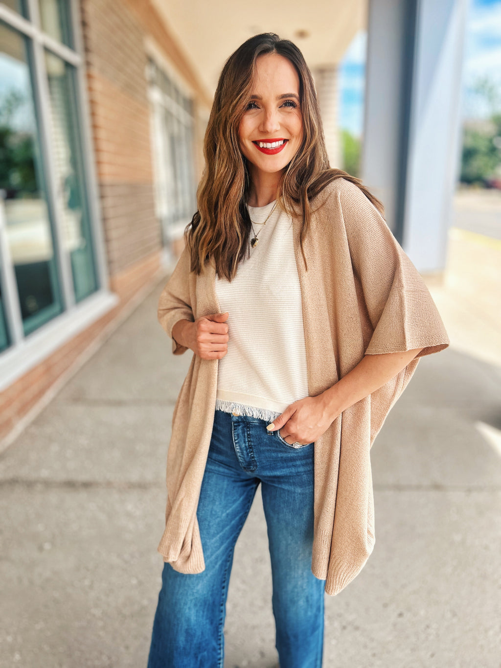 Dolman Sleeve Cardigan in Sand