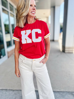 Queen of Sparkles Varsity KC Crew Neck Tee - Amelia's Original