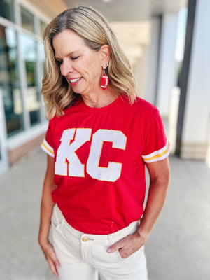 Queen of Sparkles Varsity KC Crew Neck Tee - Amelia's Original