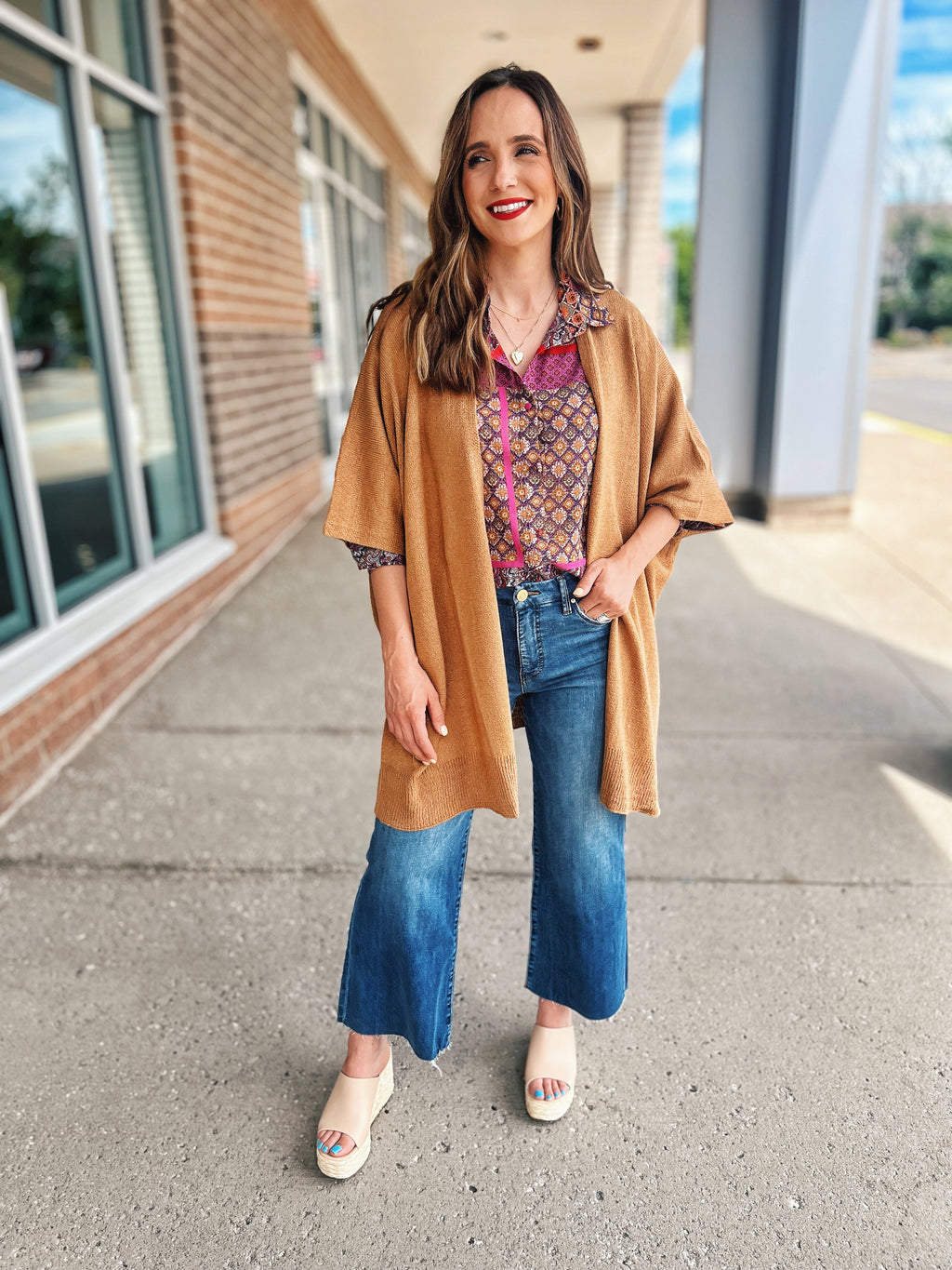 Dolman Sleeve Cardigan in Caramel