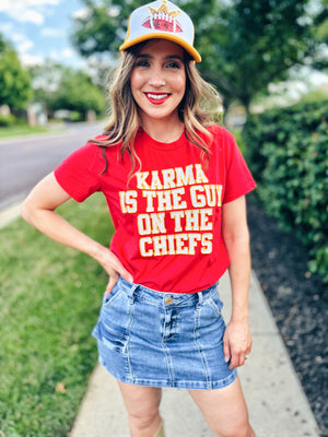 Karma is The Guy on The Chiefs Tee - Queen of Sparkles x Amelia's Collab