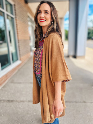 Dolman Sleeve Cardigan in Caramel