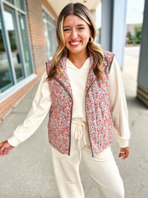 Micro Floral Quilted Vest