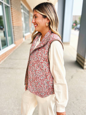 Micro Floral Quilted Vest