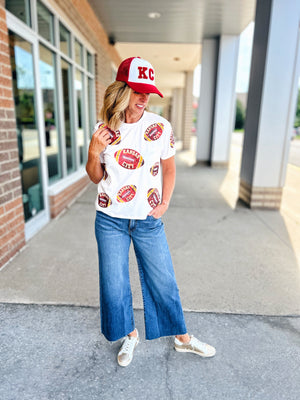 Kansas City Scattered Football Tee - Queen of Sparkles x Amelia's Collab