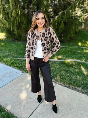 Cheetah Button Front Cardigan