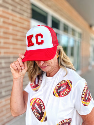 KC Trucker Hat with Varsity Block Patch Letter