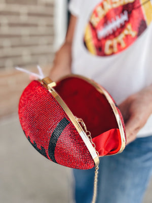 Sequin Football Purse with Latch Closure