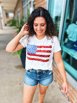 Queen of Sparkles American Flag Tee