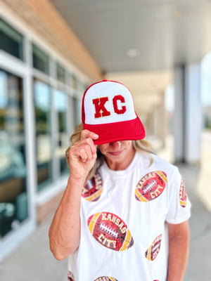 KC Trucker Hat with Varsity Block Patch Letter