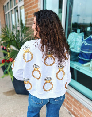 Queen of Sparkles Ring Bling Oversized Sweatshirt