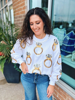 Queen of Sparkles Ring Bling Oversized Sweatshirt