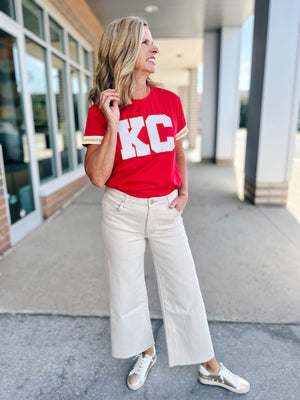 Queen of Sparkles Varsity KC Crew Neck Tee - Amelia's Original