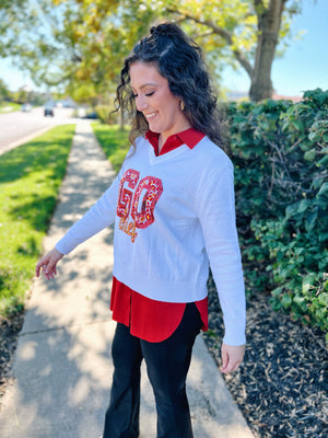 Let's GO Chiefs V Neck Sweater - Queen of Sparkles x Amelia's Collab